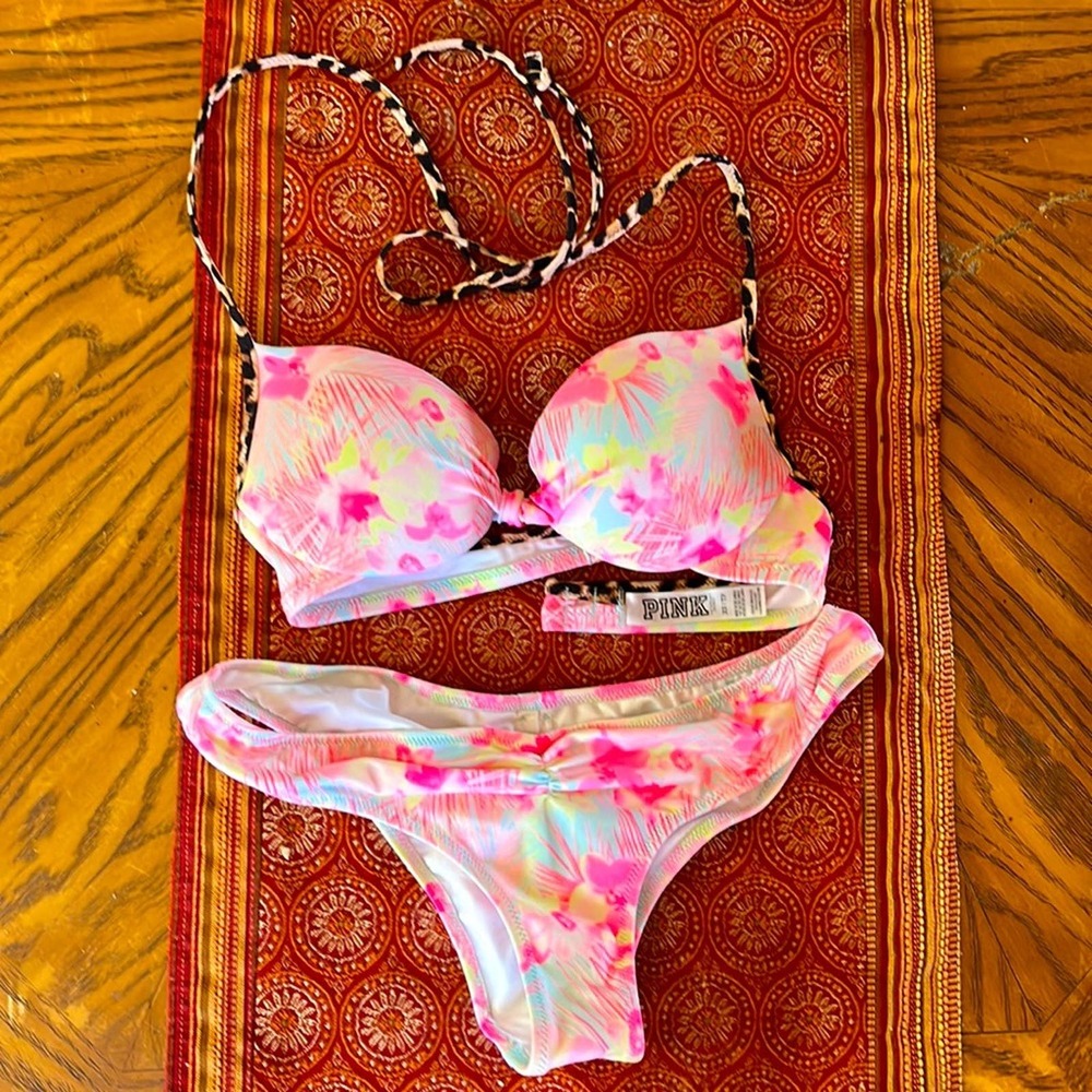 Victorias Secret Pink Floral Two-Piece Bikini, XS
